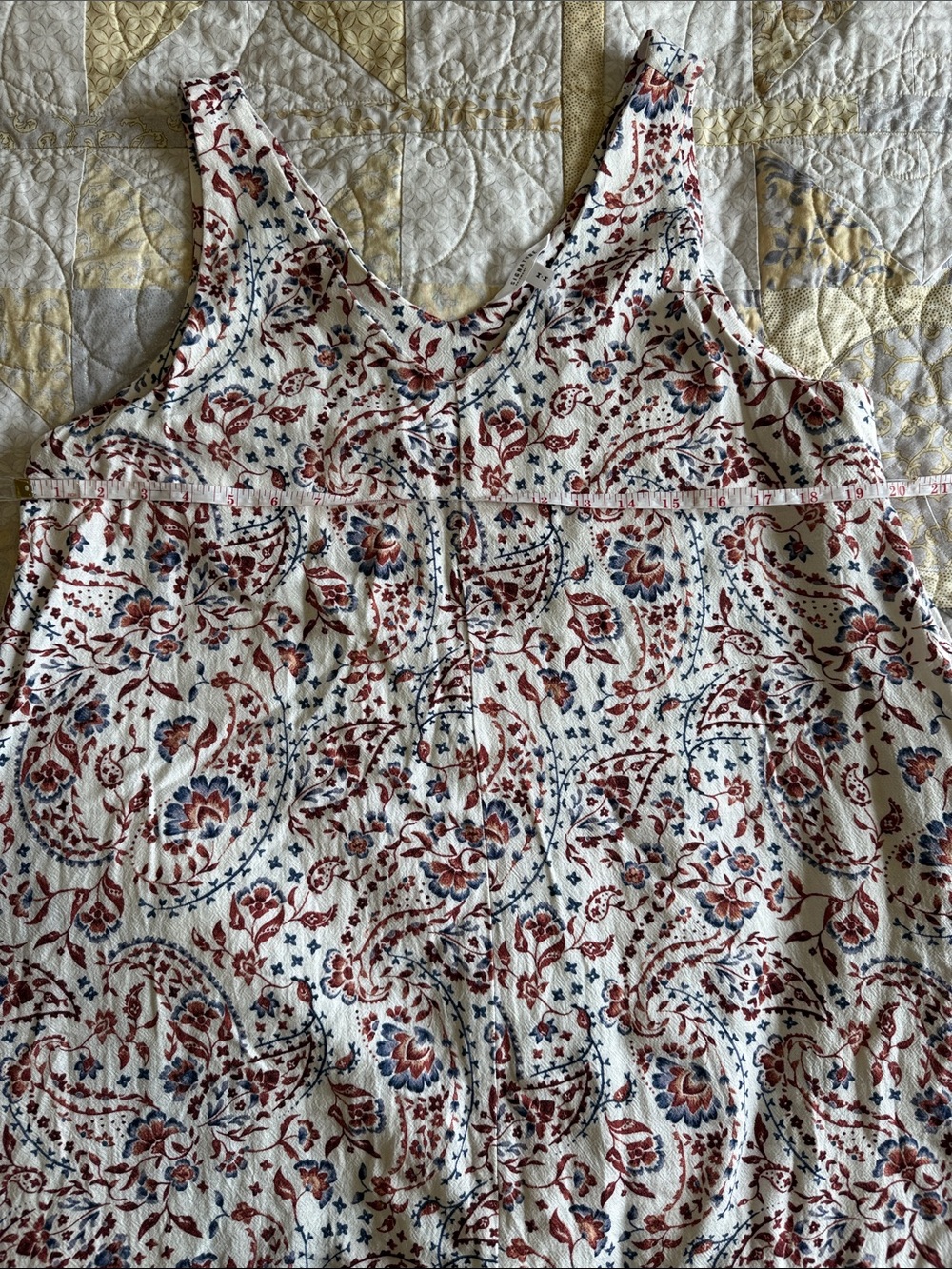 Reitmans White Floral-Paisley Print Swing Dress with Rust and Blue Details - Picture 5 of 8